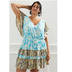 Anthropologie Daily Practice Tiered
Ruffle Mini Dress Sz Large